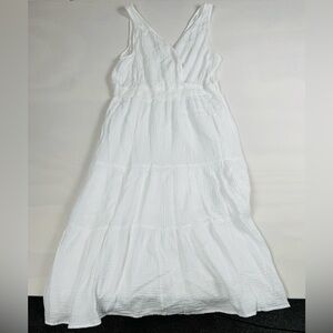 Beach Lunch Lounge Yuna Sleeveless Gauzy V-Neck Maxi Dress Women’s XL White